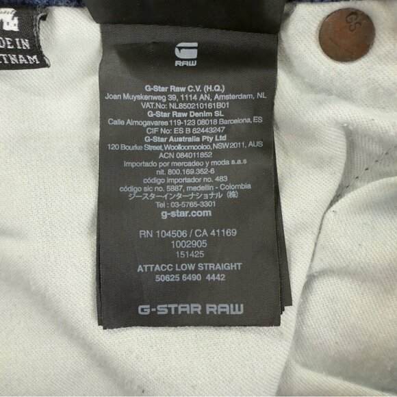 G-Star Men's Sz 42x31 Attacc Low Straight Leg Jeans Button Fly Dark Indigo Blue - Picture 3 of 14
